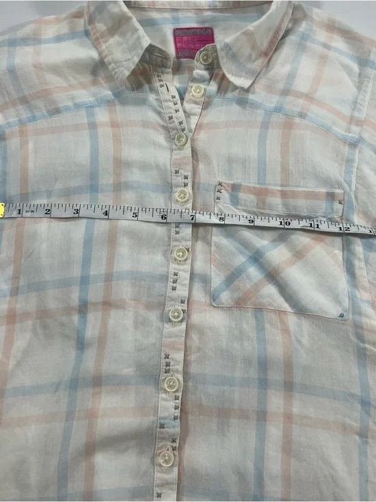 Free People No Limits Plaid Gauze Back Button Down Shirt Medium - Picture 6 of 11